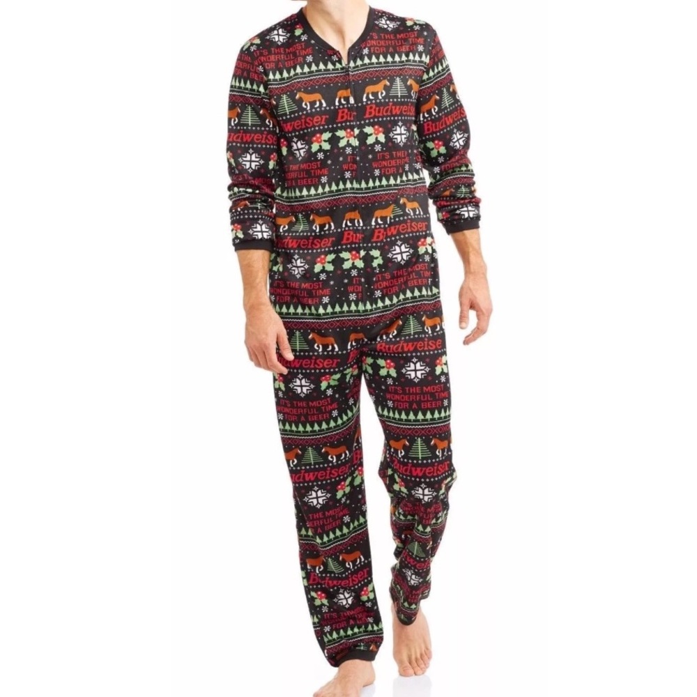 Men’s Christmas Onesie Budweiser Graphic